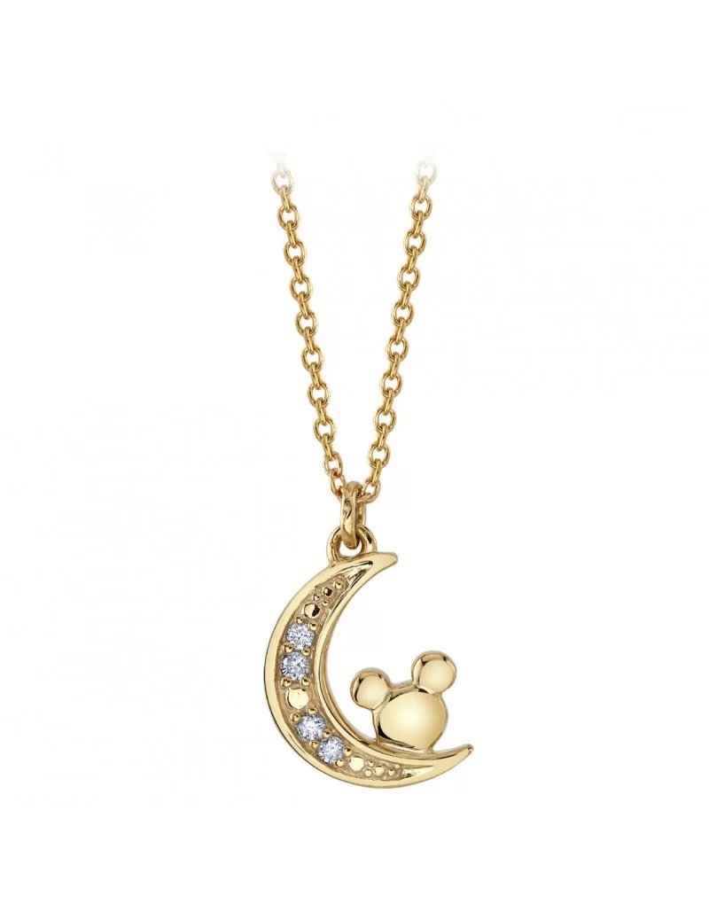 Mickey Mouse Icon Crescent Moon Diamond Necklace $18.60 ADULTS