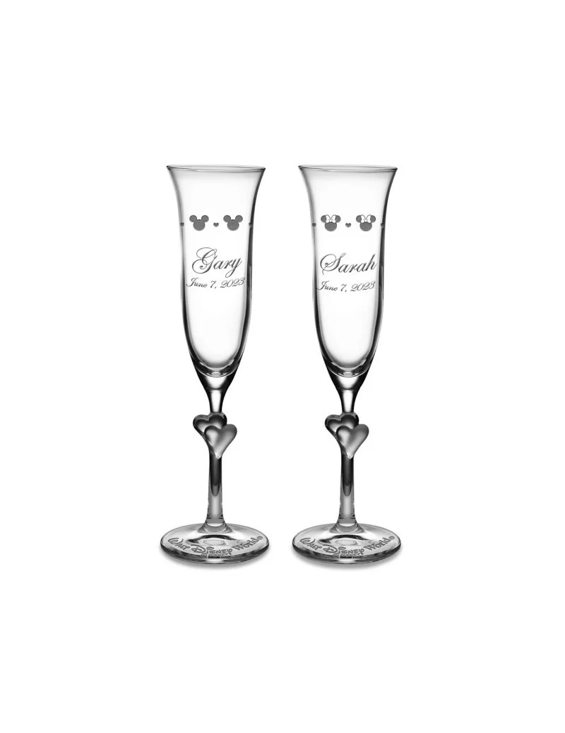 Mickey and Minnie Mouse Glass Flutes by Arribas – Personalized $24.92 TABLETOP