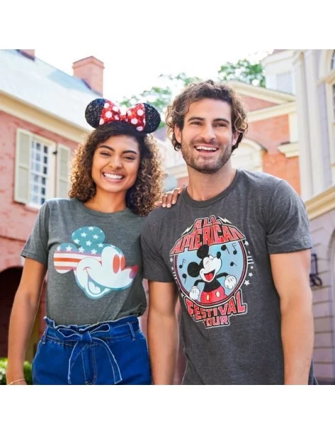 Mickey Mouse All American Festival Tour T-Shirt for Adults $8.64 WOMEN